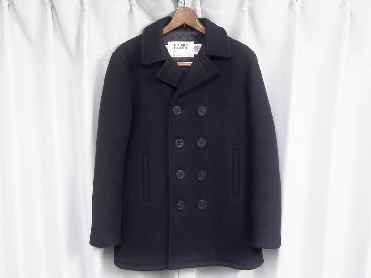 20サイズ Schott 740N ショット Pコート ブラック メルトン ウール USA